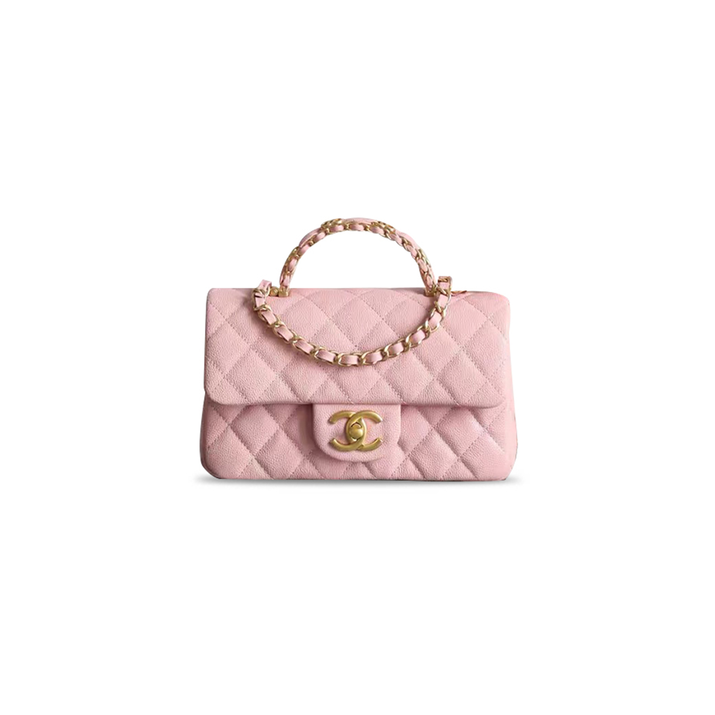 CHANEL CAVIAR QUILTED MINI FLAP LIGHT PINK  (19.5*12*6.5cm)